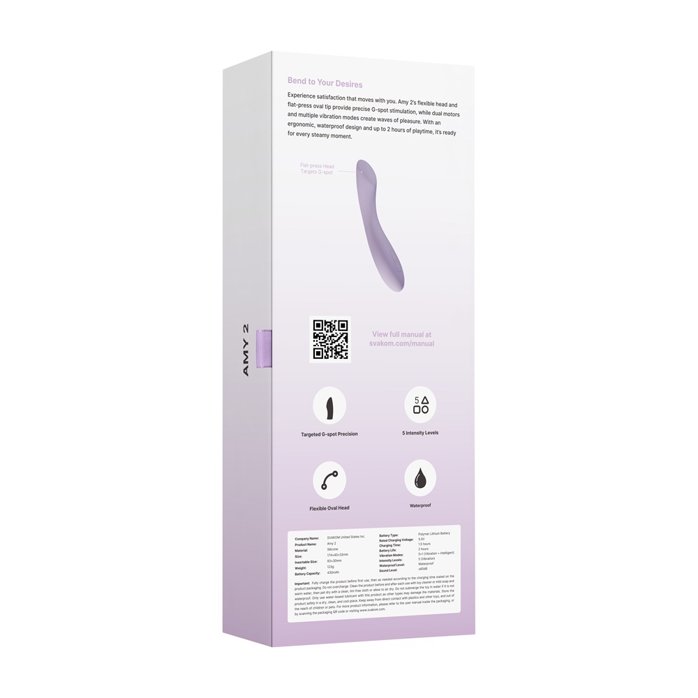 Svakom Amy 2 G-Spot and Clitoral Vibrator Lilac - Image 8