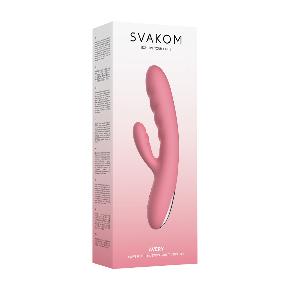Svakom Avery Thrusting Vibrator with Clitoral Stimulator Pink - Image 11